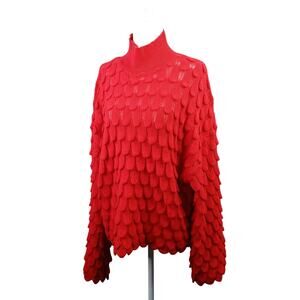 Fate + Fortune Women Flare Sleeve Sweater Size L Red Holiday Boho Feather Unique